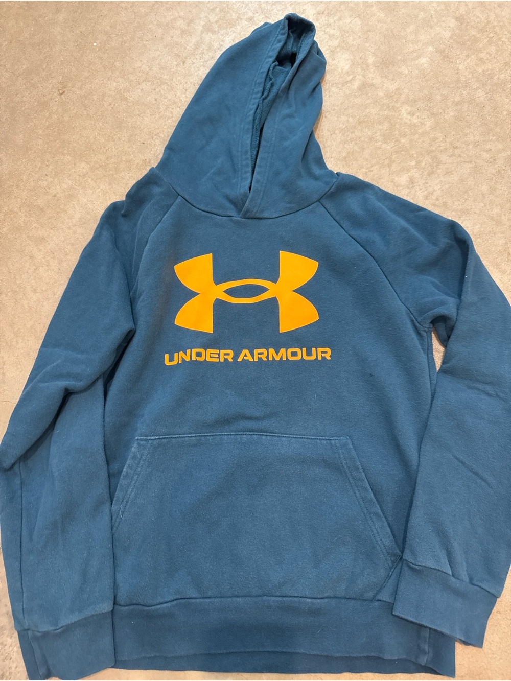Under Armour Teal Pullover Hoodie with Yellow Logo